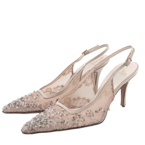 Badgley Mischka Nude Sequin Sling Back Heel