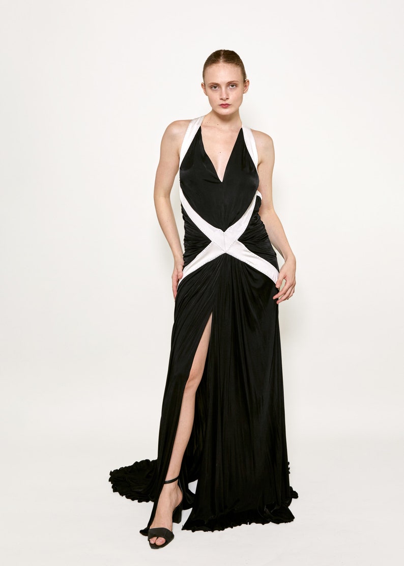 Roberto Cavalli 2008 Black/ White Low Back Gown image 1