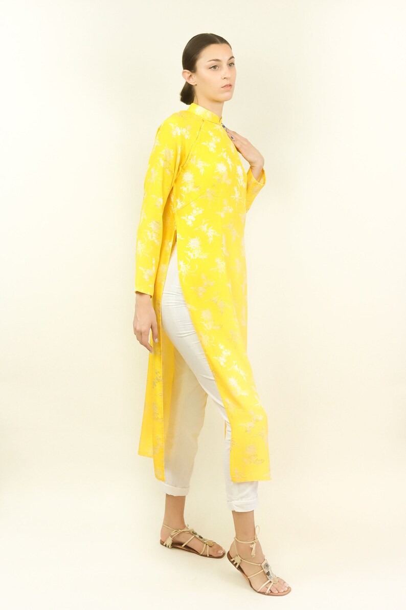 Yellow Silk Jacquard Cheongsam image 4