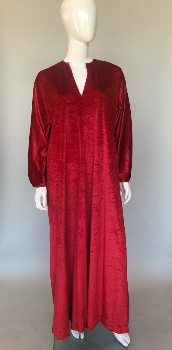 70's Halston Red Velvet Kaftan
