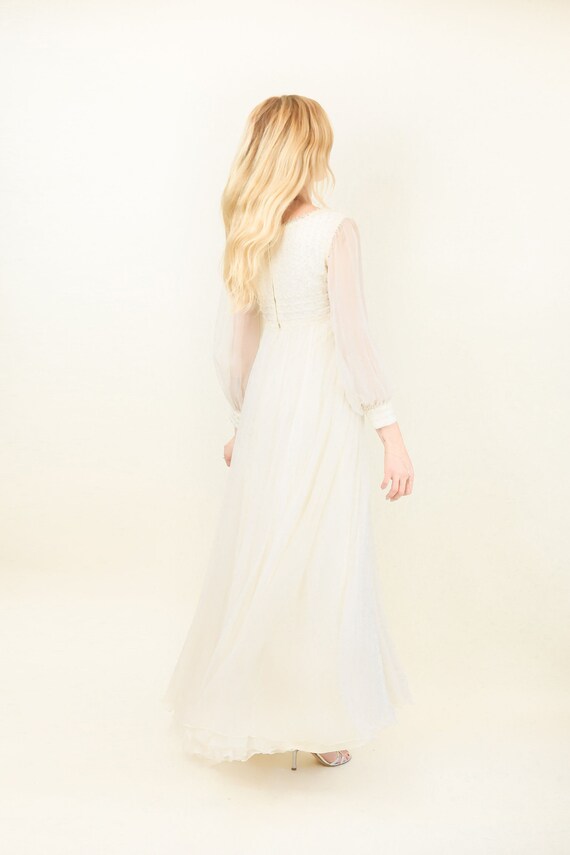 1970's Pearl Bodice Chiffon Gown - image 3