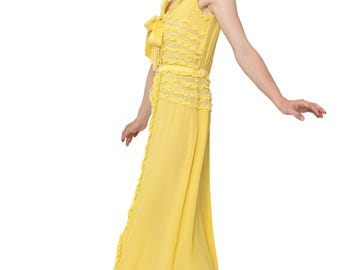 Valentino Gelbe Seide mit Spitze & Satin Krawatte