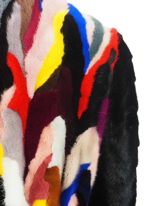 Mink Fox Fur Patchwork Black/Multicolor - image 4