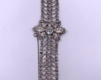 Weiss Large Rhinestone Bracelet with Flower