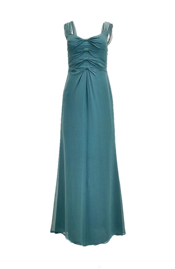 Moschino, Moschino Long Formal Teal A-Line Bow Dress