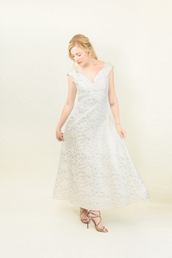 Arnold Scaasi Metallic White Brocade