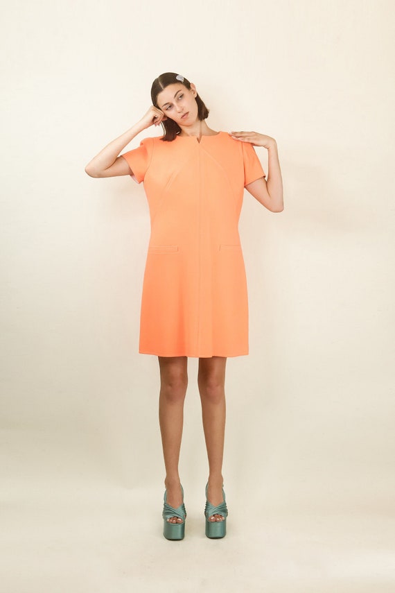 Courreges c. 1980's Peach Sorbet Dress with Pocket