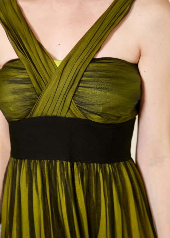 Dolce & Gabbana Green/Black Cross-Front Chiffon G… - image 5