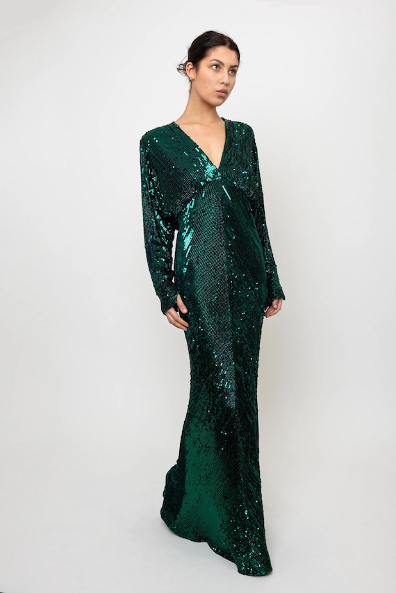 bob mackie green dress 1980's Emerald Sequin Gown Recommended