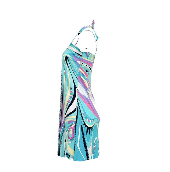 Emilio Pucci Aqua Printed Halter Above the Knee Slip Dress - Etsy Emilio Pucci Aqua Printed Halter Above the Knee Slip Dress - Etsy