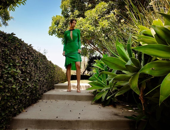 Versace Emerald Green Fall 2001 Open Back Gown - image 10