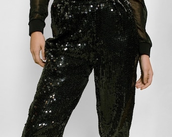 Loris Azarro Black Sequin Pant Capri Regular