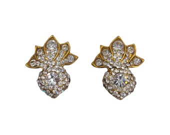 Rhinestone Pineapple Shape Clip Earring