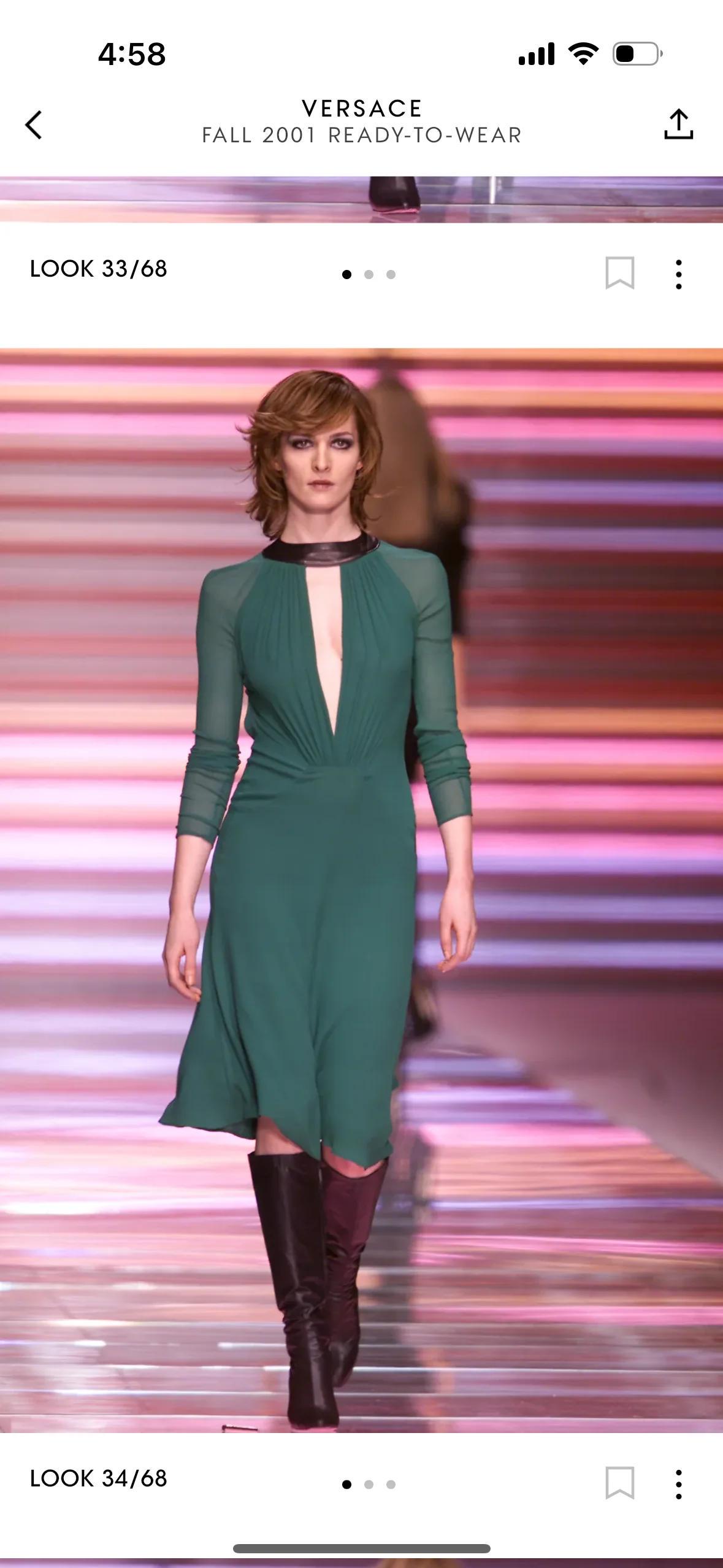 versace emerald green dress Versace Emerald Green Fall 2001 Open Back Gown