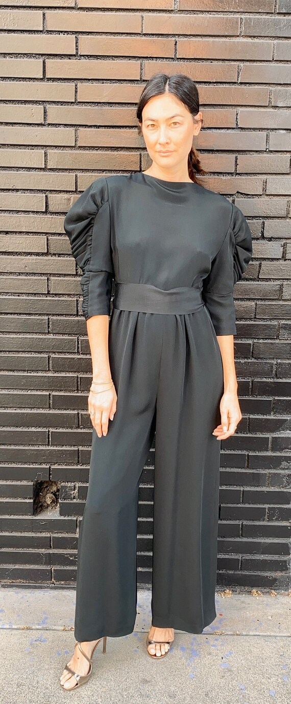 Vtg James Galanos Silk Black Jumpsuit