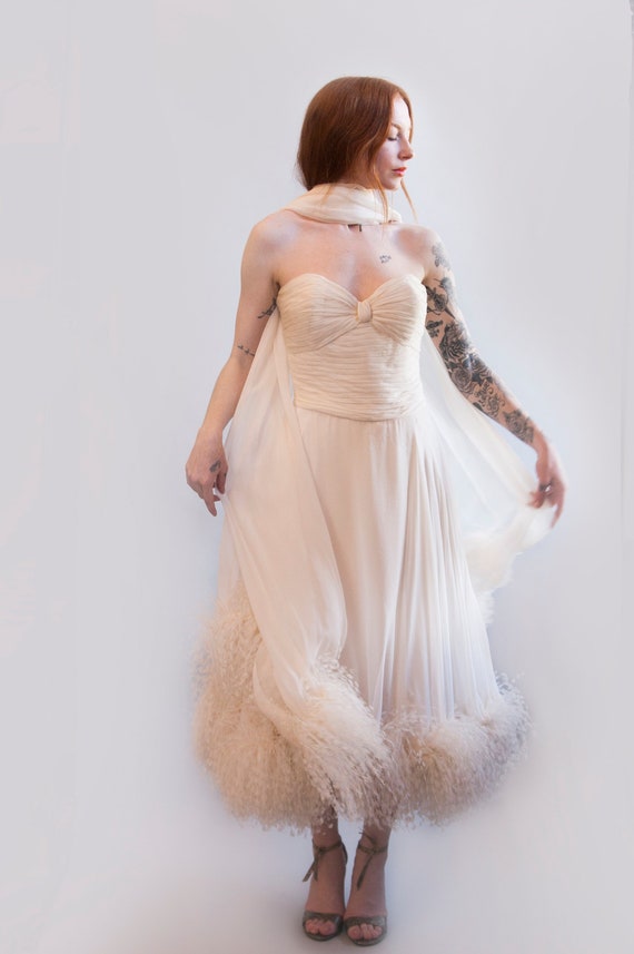 ostrich feather cocktail dress