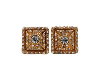 Chanel Square Rhinestone Earrings