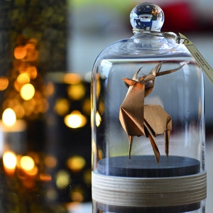 Sculpture Origami Deer. Paper anniversary gift for him. Taxidermy. Copper home decor. Curiosity Cabinet Ornament. First Wedding Gift For Her image 1