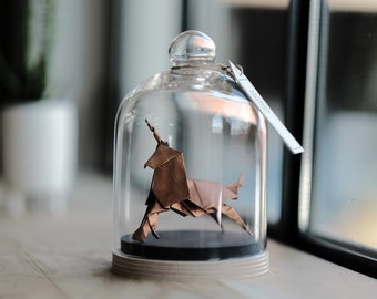 Sculpture Origami Unicorn. Blade Runner. Paper anniversary gift for her. Taxidermy. Copper decor. First Wedding Gift For Her. Curiosity.