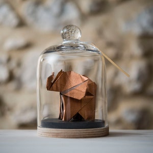 Origami Scultura Elefante. Tassidermia. Decorazione tropicale in rame. Curiosità del gabinetto. Regalo di nascita. Regalo personalizzabile per lei