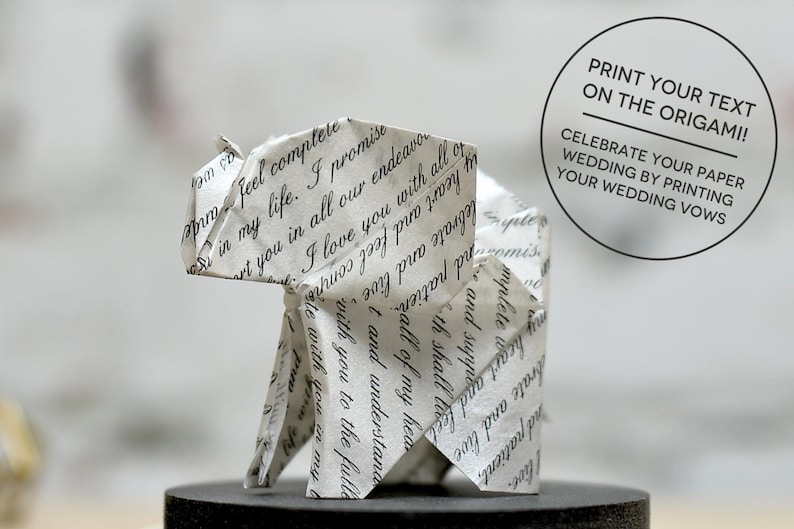 Origami Sculpture Elephant. Taxidermy. Tropical Silver Home Decor. Paper Anniversary Gift for Him. Birth Gift. Custom Gift for Her Curiosity image 5