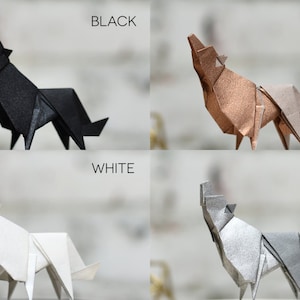 Origami Sculpture Wolf. Game of Thrones Ornament. Paper Anniversary Gift for Him. Medieval Decor. Taxidermy. Curiosity Cabinet. Gift for her image 2