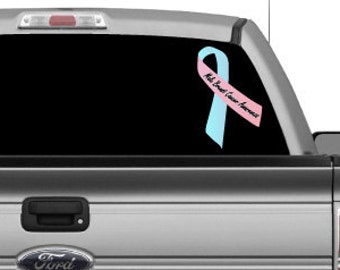 Male Breast Cancer Awareness Ribbon  Vinyl Wall Decal or Car Sticker