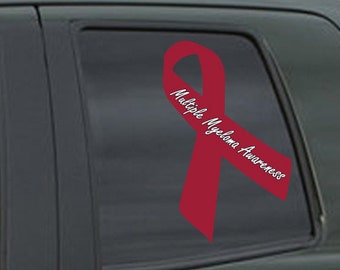Multiple Myeloma Awareness Ribbon  Vinyl Wall Decal or Car Sticker