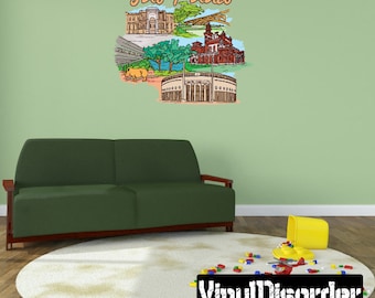 Wall Fabric Famous City Sao Paulo Wall Decal Vinyl Decal Removable and Reusable FamousCityUScolor096ET