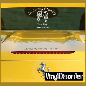 Wings 1 In Loving Memory Adesivi adesivi per auto personalizzate o adesivi in vinile da parete - ilmwings1ET