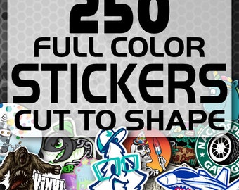 250 Custom Vinyl Stickers - Promotional Stickers - Choose your shape - Laminated Stickers - Not Paper Stickers