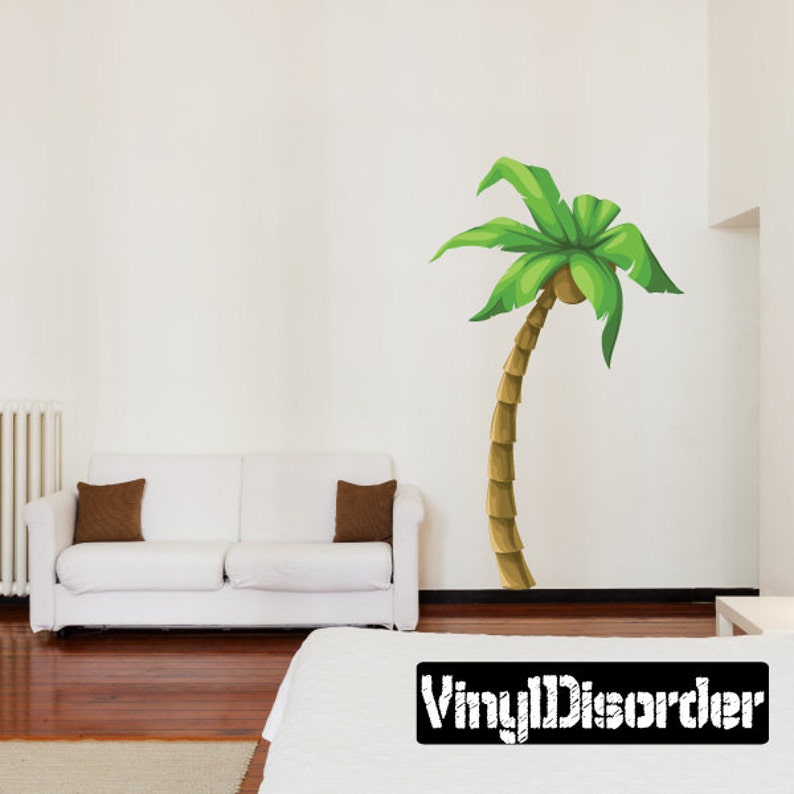 Vinyl Decal Wall Fabric Removable and Reusable PalmTreeUScolor002ET Palm Tree Wall Decal