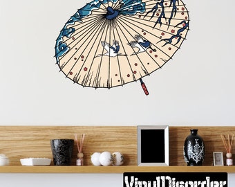 Japanese Symbol Umbrella Wall Decal - Wall Fabric - Vinyl Decal - Removable and Reusable - JapaneseSymbolUScolor008ET