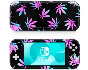 Neon Cannabis Leaves Nintendo Switch Lite Wrap Skin