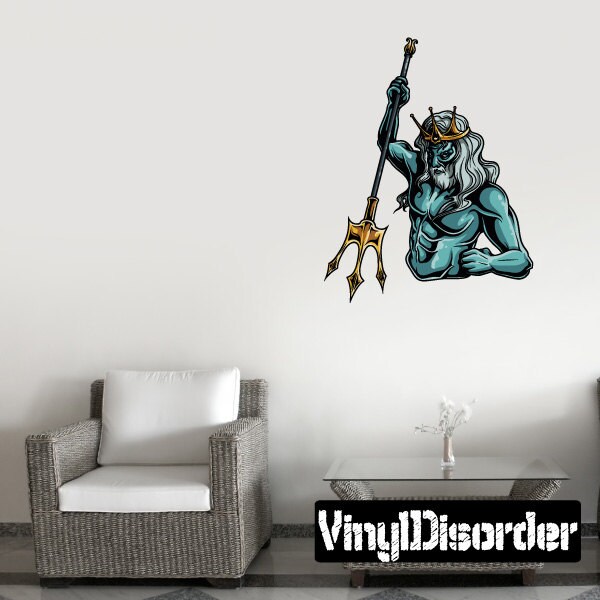 Greek God Poseidon Wall Decal - Wall Fabric - Vinyl Decal - Removable and Reusable - GreekGodUScolor016ET
