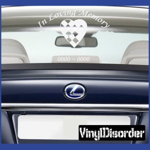 Heart 1 In Loving Memory Adesivi adesivi per auto personalizzate o adesivi in vinile da parete - ilmheart1ET