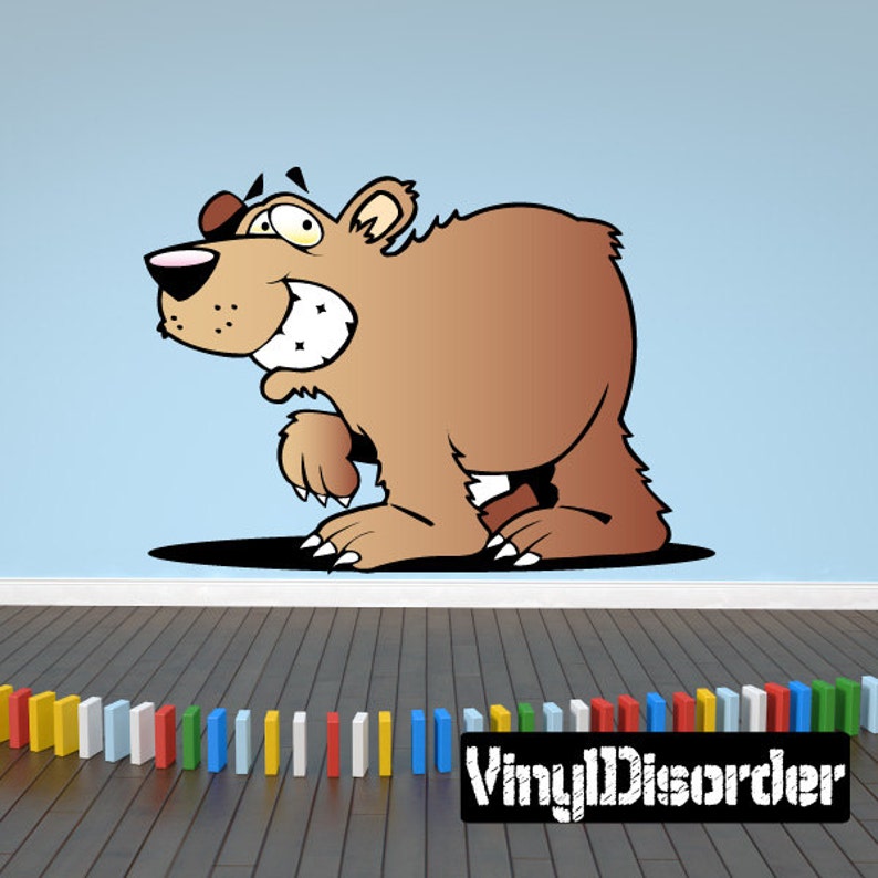Big Brown Bear Cartoon Critter Vinyl Wall Decal Wall Fabric Vinyl Sticker bigbearTFcolor001 image 1