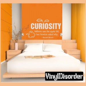 Curiosity millions saw the apply fall but Newton asked why - Vinyl Wall Decal - Wall Quotes - Vinyl Sticker - Li007CuriosityvET