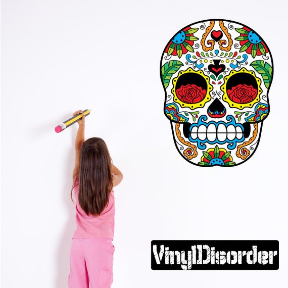 Items similar to Sugar Skull Wall Decal Wall Fabric Vinyl Decal