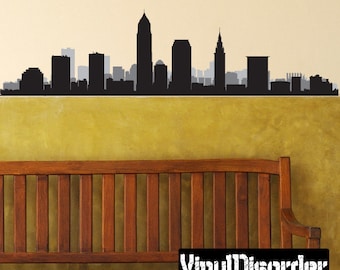 Cleveland Ohio Skyline Vinyl Wall Decal or Car Sticker - Vinyl Fabric - Repositionable Decal - SS066ET
