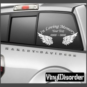 Custom Angel Wings 2 In Loving Memory: Adesivi adesivi in vinile da parete - ilmwings2ET