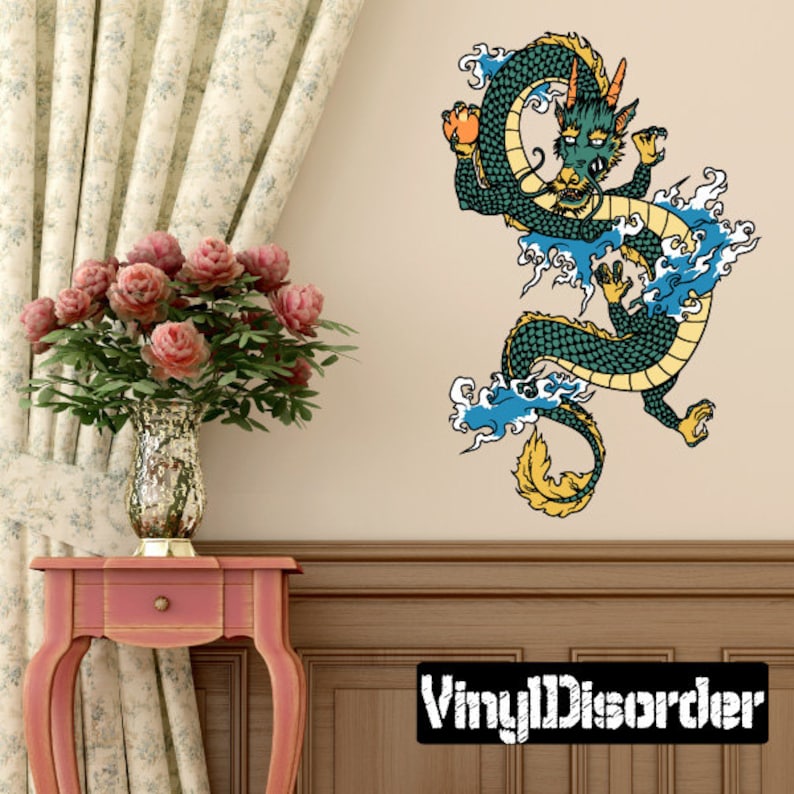 Japanese Dragon Wall Decal Wall Fabric Vinyl Decal Etsy