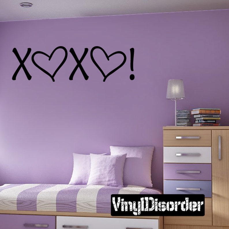 X heart x Heart xoxo Vinyl Wall Decal Wall Quotes Vinyl Sticker Hd052ET image 1