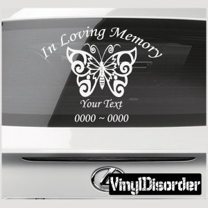 Butterfly 3 In Loving Memory Custom Car or Wall Vinyl Decal Stickers - ilmbutterfly3ET