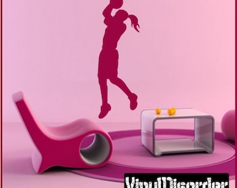 Female Basketball Vinyl Wall Decal or Car Sticker - basketballst034ET