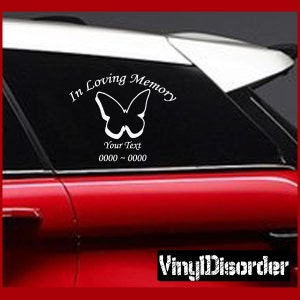 Butterfly 2 In Loving Memory Adesivi adesivi personalizzati per auto o vinile da parete - ilmbutterfly2ET
