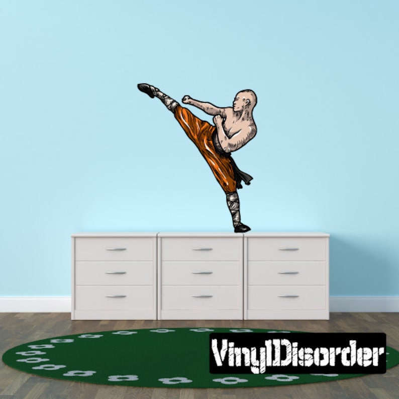 Vinyl Decal Wall Fabric Kung Fu Wall Decal Removable and Reusable KungFuUScolor002ET