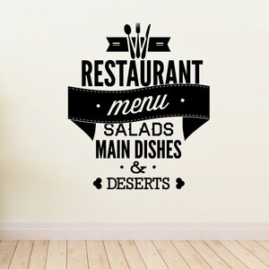 Menu restauracji Sałatki Dania główne i desery Jedzenie Cytat Naklejka ścienna - Naklejka winylowa - Naklejka samochodowa - Id002