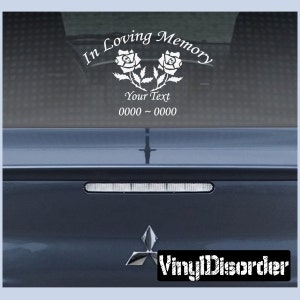 Roses 1 In Loving Memory Adesivi adesivi per auto personalizzate o vinile da parete - ilmroses1ET