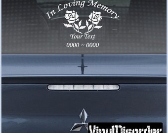 Roses 1 In Loving Memory Custom Car or Wall Vinyl Decal Stickers - ilmroses1ET